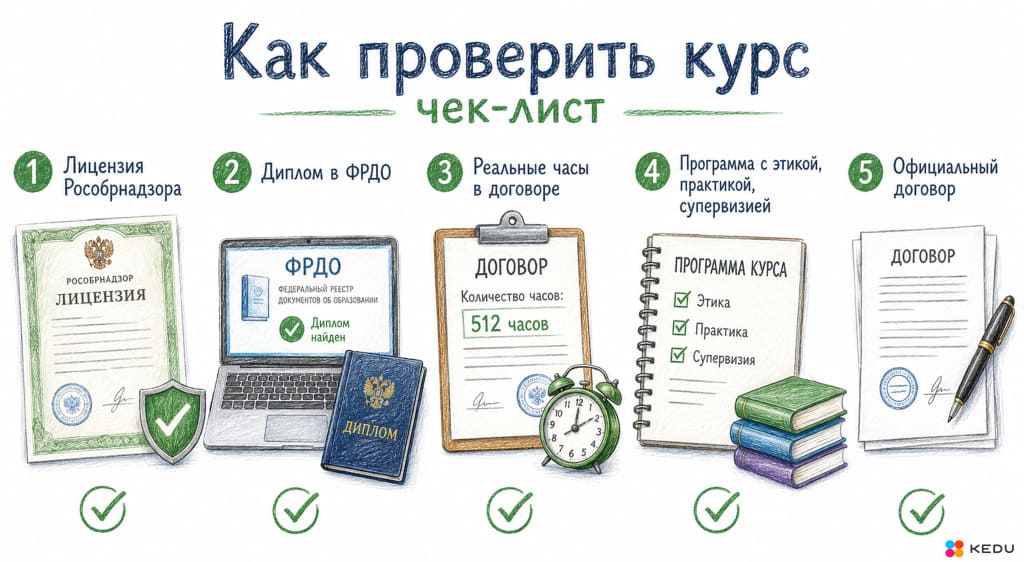 Как проверить курс по психологии перед обучением: чек-лист выбора образовательной программы